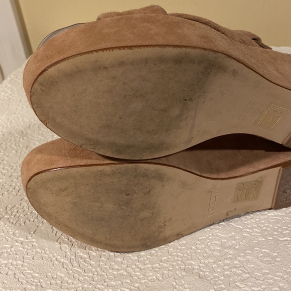 J Crew Marcie Tan Suede Criss Cross Wedge Sandals 8 Beautiful Shoes. - Picture 8 of 16